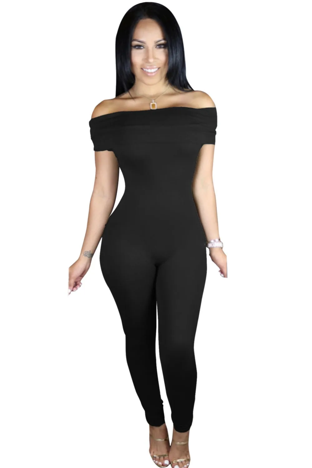 black tight fitted romper