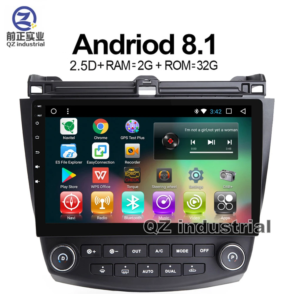 QZ industrial HD 10 2 &quot2.5D Android 8 1 T3 для Honda 2004-2007 Accord 7 автомобильный dvd-плеер с 3G 4G GPS WIFI BT