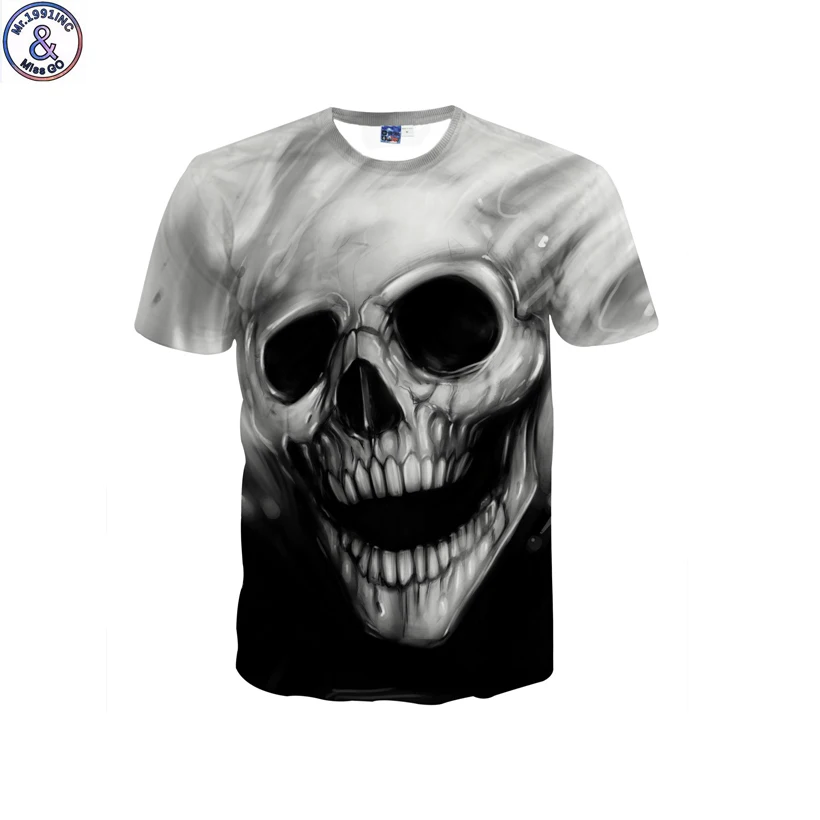 

Mr.1991 brand funny design cool skull 3D printed t-shirt for boy Newest arrive short sleeve girls t shirt children tops DK1