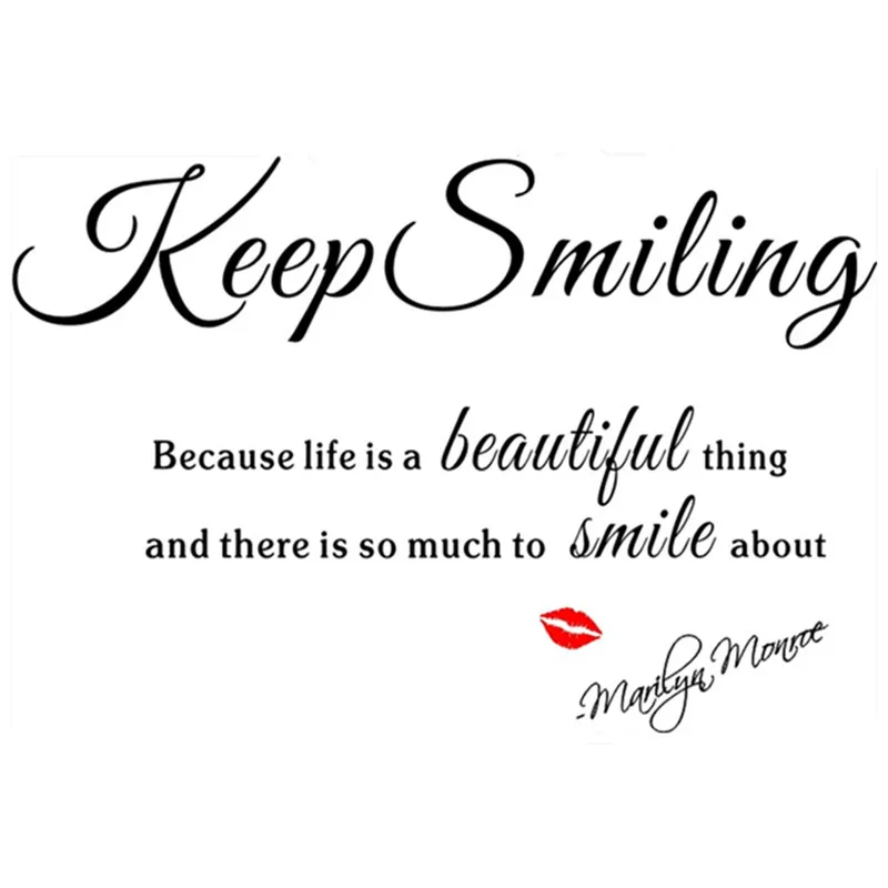 Marilyn Monroe quotes wall stickers Keep Smiling red lip decals club bedroom living room decoration removable