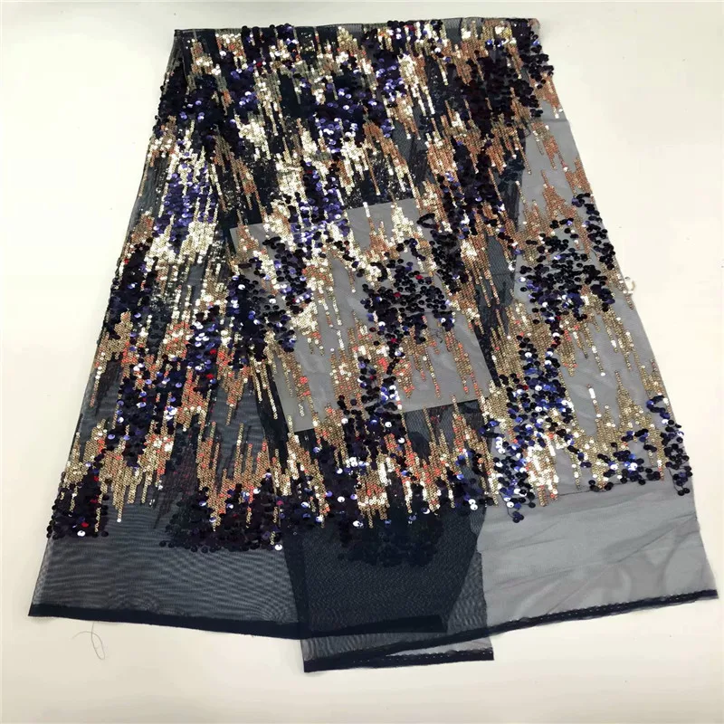 black gold Upscale Style Sequins Lace Fabric Sequined Embroidered Guipure Net African Wedding Dresses Sewing Mesh Material | Дом и сад
