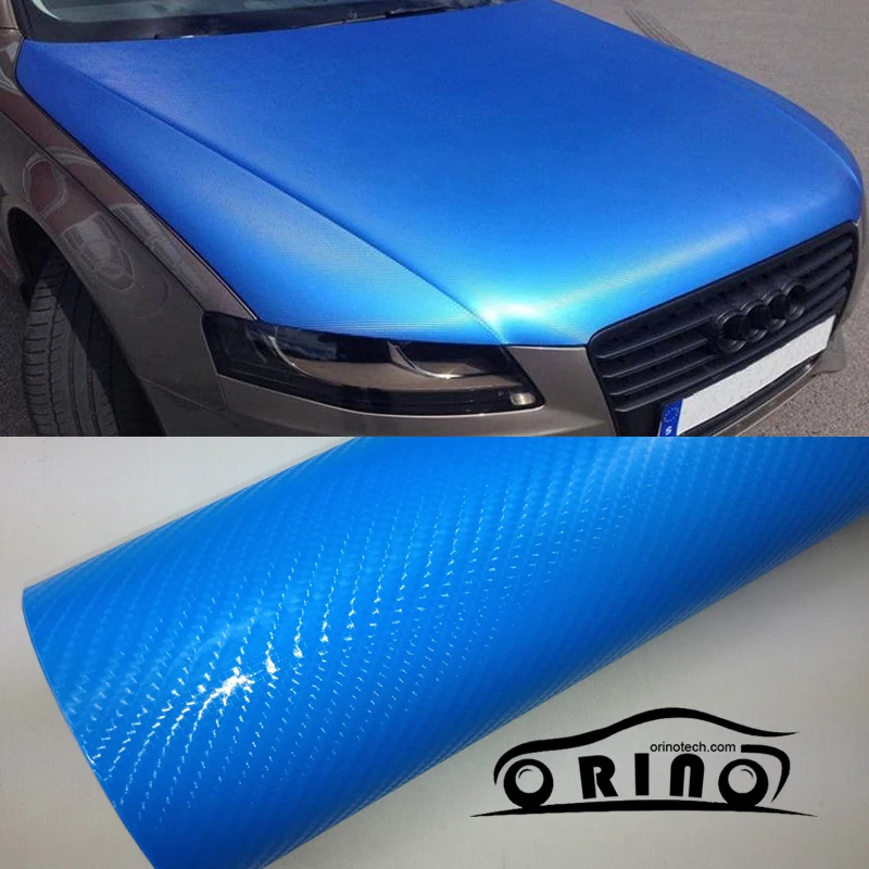 US $166.25 15230mRoll Blue 4D Carbon Fiber Vinyl For Car Wrap With Air Channels Carbonfiber Sticker Covers For Auto