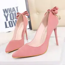 Korean sexy schlanke hochhackigen schuhe mit hohen absätzen feinen wildleder wies bogen nach diamant high heels Mit bogen