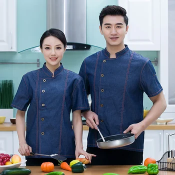 

Chef Jacket Wearing Short-sleeved Chef Uniform Restaurant Hotel Kitchen Overalls Jacket Black Chef Shirt