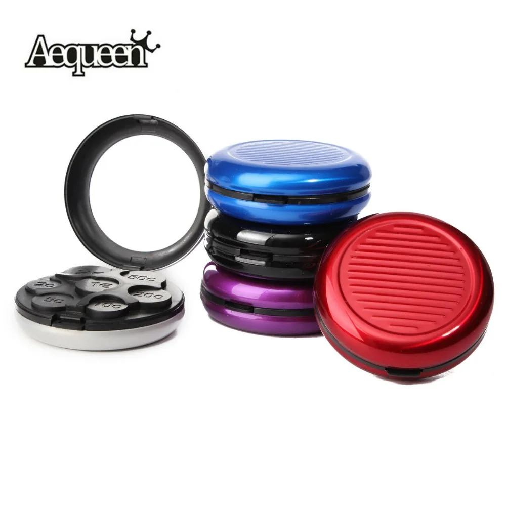  2016 Fashion Round Aluminum PP Euro Coins Purse Storage Box Notecase With Built-in Cosmetic Mirror Cut 5 Colors Wallet Holders 