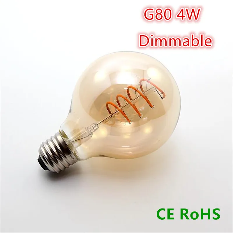 Винтажная спиральная лампа onilai AC 110 220 В G80 ST45 A60 T45 с регулируемой яркостью 4 Вт 2200K