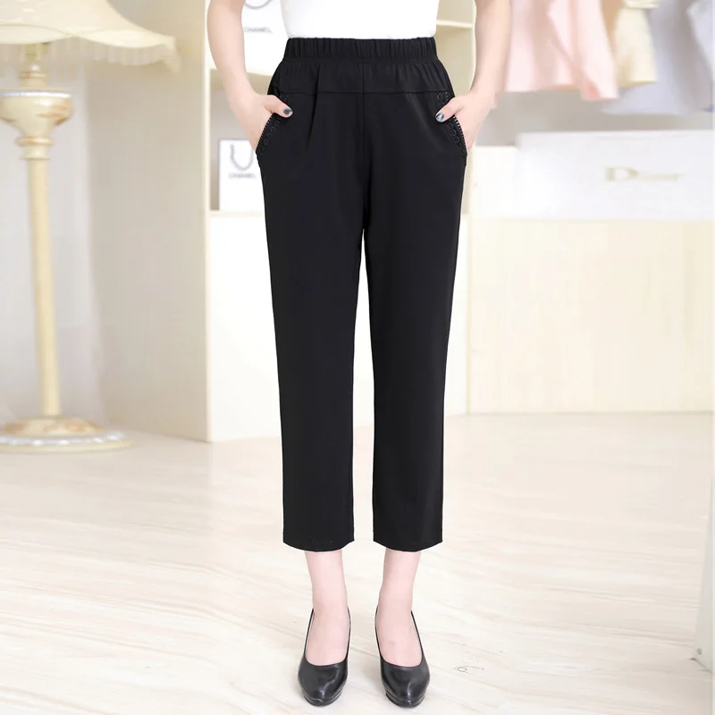 Cintura caqui Media Invierno Negro Pantalones Alta Nueva Vieja Tamaño Mujeres Y Elástico Casuales Llegada Más P016 Zq8p8