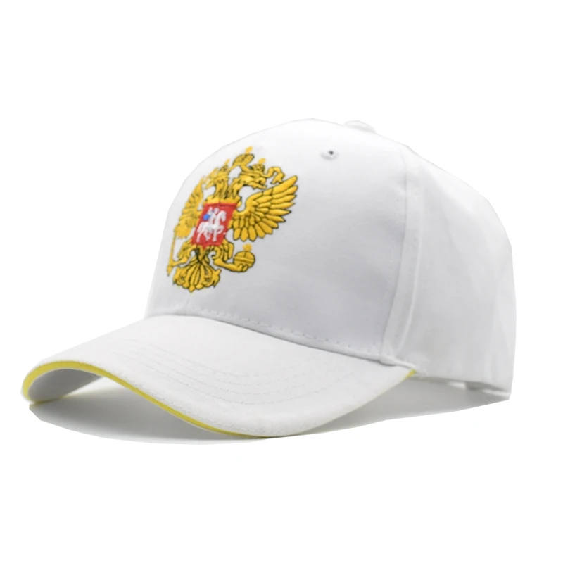 Черная кепка Хлопок Уличная бейсболка герб России вышивка Snapback модные спортивные шапки для мужчин и женщин Кепка Патриот - Цвет: White