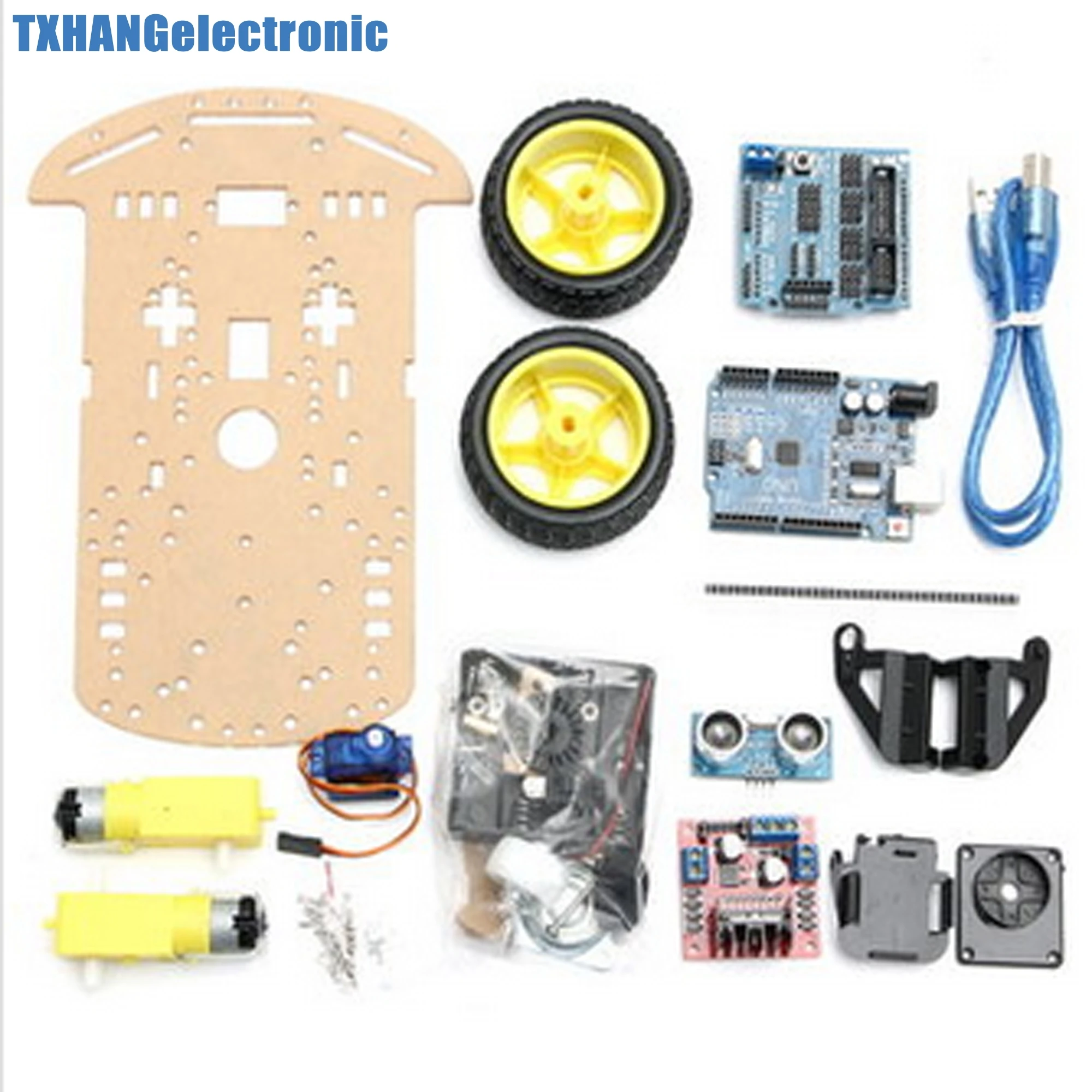 Smart Car Tracking Motor Smart Robot Car Chassis Kit 2WD Ultrasonic MCU
