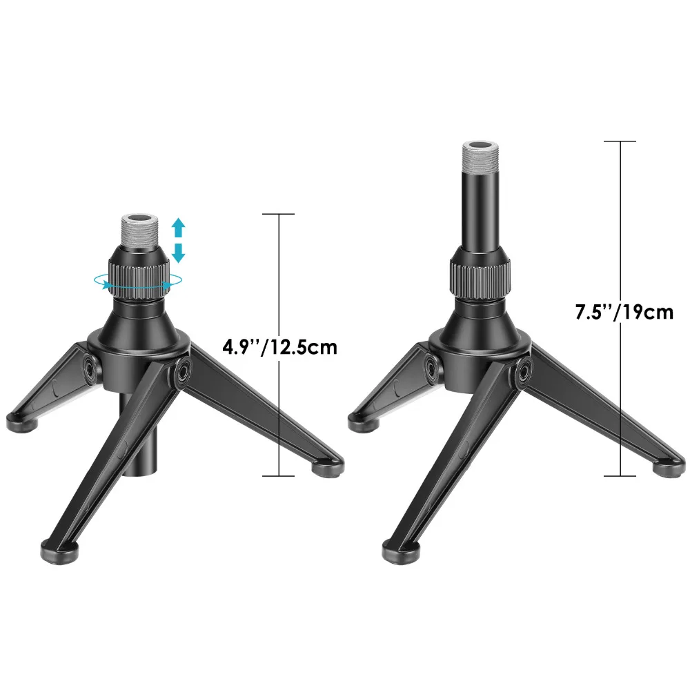 Neewer складной железный Мини Настольный Штатив для микрофона, регулируемая высота 4,9-7,5 дюймов/12,5-19 см для лекций/подкастов