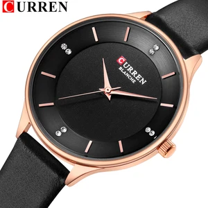 Image 2 - Luxury Brand CURREN Charm Rhinestone Wrist Watches Ladies Dress Analog Quartz Watch Women Leather Female Clock bayan kol saati