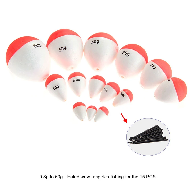 

15pcs/Set EPS Fishing Floats Set Sea Fish Float with Sticks Fishing Tackle