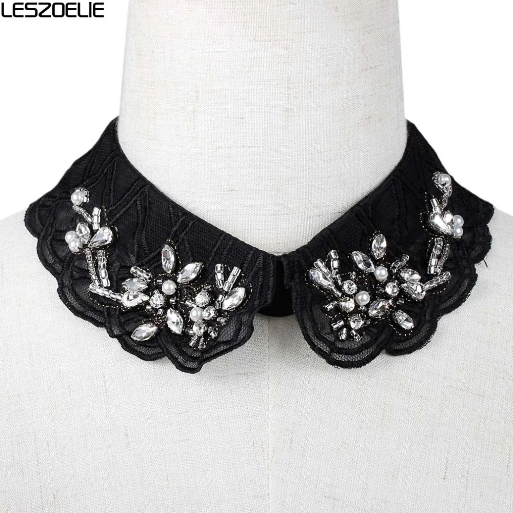 Detachable Lace Collar Women Glitter Pearl Rhinestone Collars Lady 2019