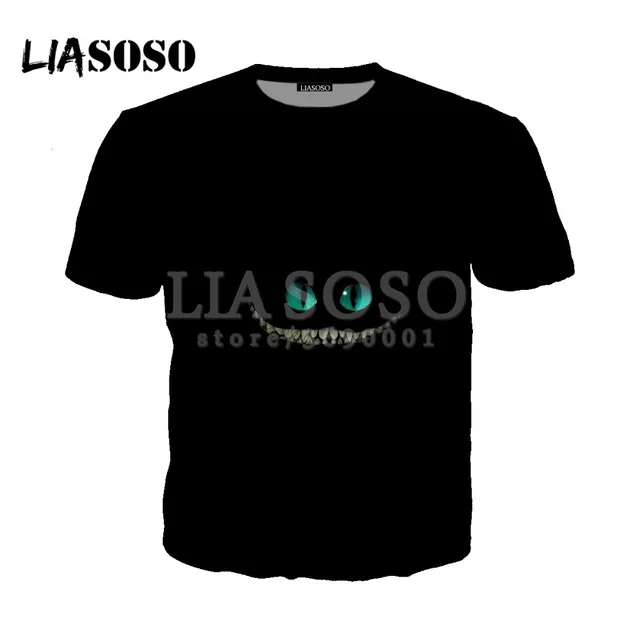 LIASOSO 2018 3D Print Men Woman Alice In Wonderland Cheshire Cute Cat Tshirt Summer T-shirt Hip Hop Pullover Short Sleeve X0488 1