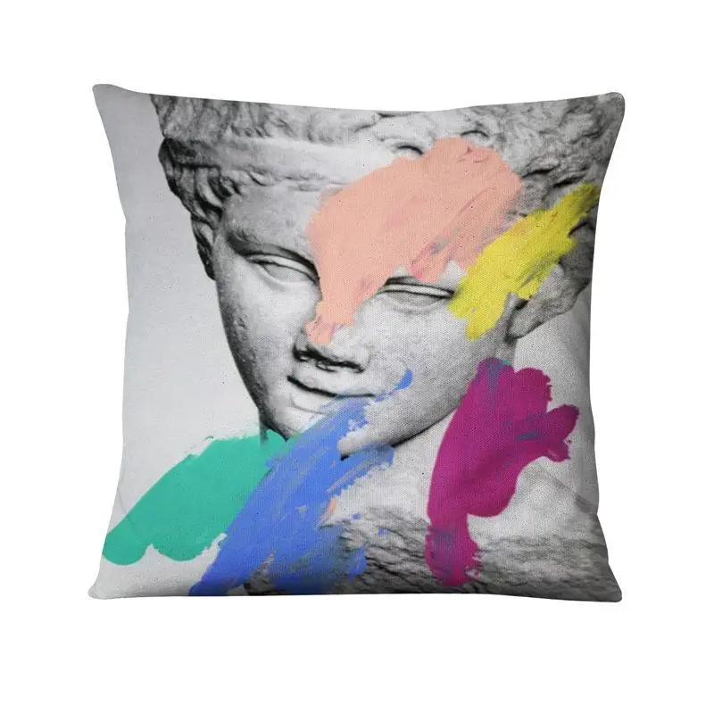 Classical Figure Sculpture Printed Pillowcase Abstract Oil Paint Cushion Decorative Pillow Home Decor Sofa Throw Pillow 45*45cm 