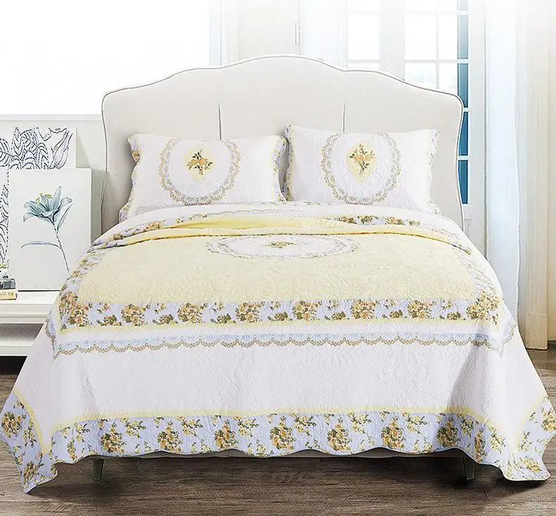 

Patchwork Floral Luxury Cotton Bedspread Set Oversize King size Queen Lightweight Ultra soft Bed spread set Pillowcase 3 pieces