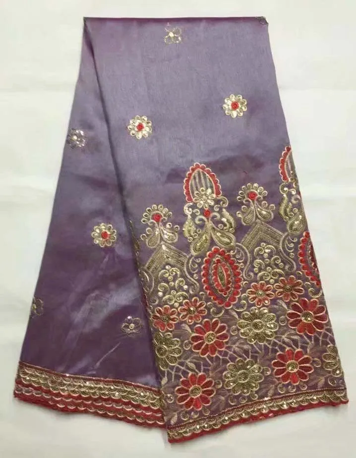 

shipping Latest African George Lace Fabric With Lots Of Stones 5 yards/lot embroidery lace