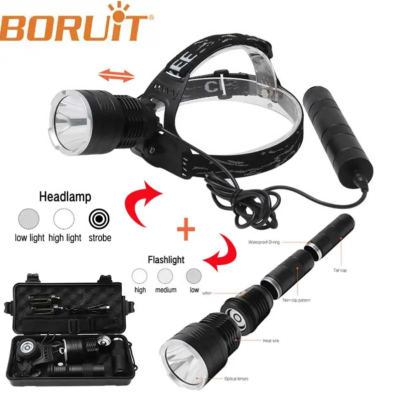 

BORUiT 2000LM XHP50.2 Headlamp Powerful LED Flashlight Headlight USB Rechargeable Waterproof 18650 For Camping Torch lamp