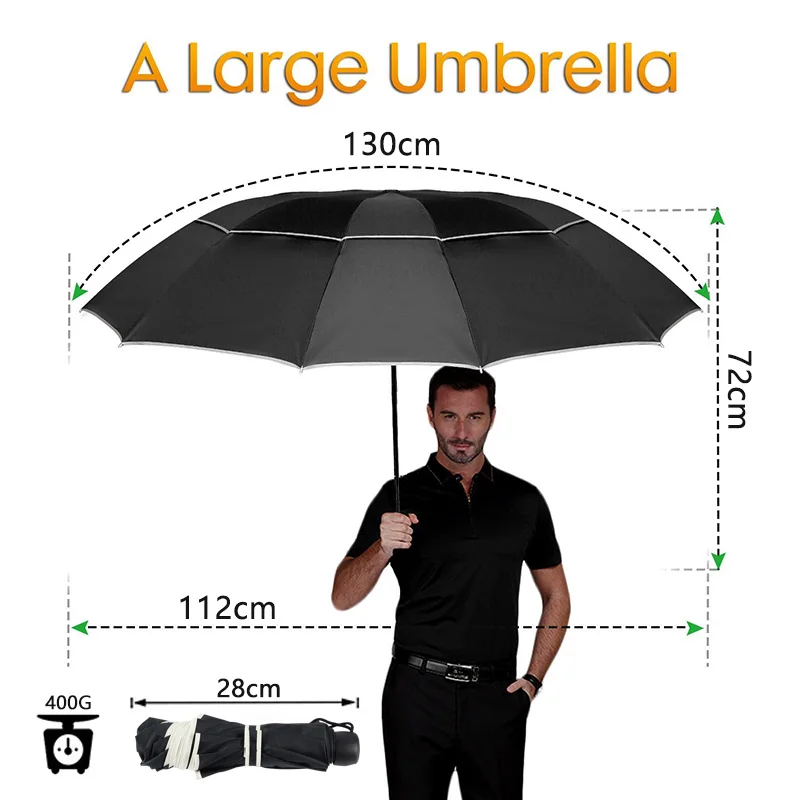 Качественный Двухслойный Зонт от дождя, Женский Большой ветрозащитный зонт на открытом воздухе, 3 складных зонта, мужской водонепроницаемый зонтик Paraguas, женский зонт для путешествий
