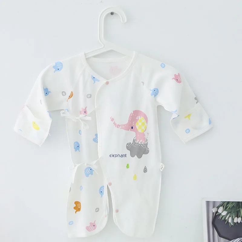 

Jumpsuits Unisex-Baby with Mitten Cuffs 100% Cotton Cotton String Closure Summer Cool Elephant Print Coveralls 0-3 Months