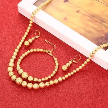 

Bead Jewelry Set Round Ball Gold Jewelry Set for Women Arab African Ethiopian Jewelry Gift