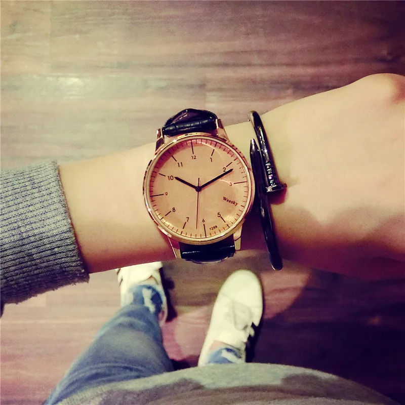 

Harajuku style fashion women watch vintage leather quartz wristwatches Ultra-thin men watch 2016 Couple clock relogio feminino
