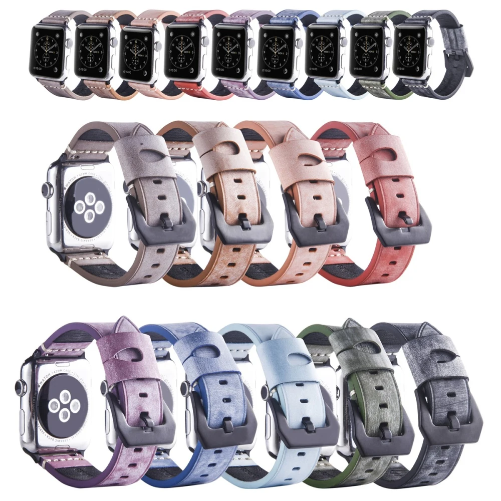 Ремешок из вощеной кожи для Apple Watch Band Series 4/3/2/1 44 мм 40 38 42 мм|Ремешки часов| |
