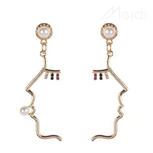 Unique Design Face Jewelry Irregular Shape Alloy Drop Dangle Earrings For Women Trendy Pearl Long Pendant Earring Party Jewelry Unique Design Face Jewelry Irregular Shape Alloy Drop Dangle Earrings For Women Trendy Pearl Long Pendant Earring Party Jewelry