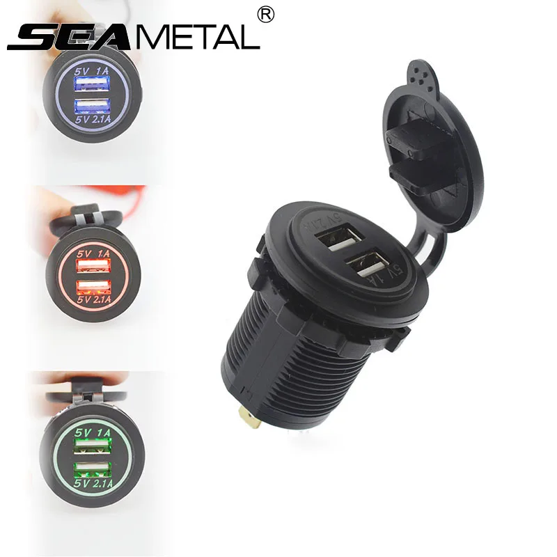 

Car USB Charger DC12V Dual Power Adapter Splitter Car-Charger Styling For Mobile Phone Auto Motorcycle Truck Cigar Car-Styling