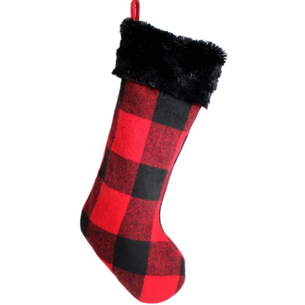 Free Shipping Red with Black Plaid with Black Faux Fur ...