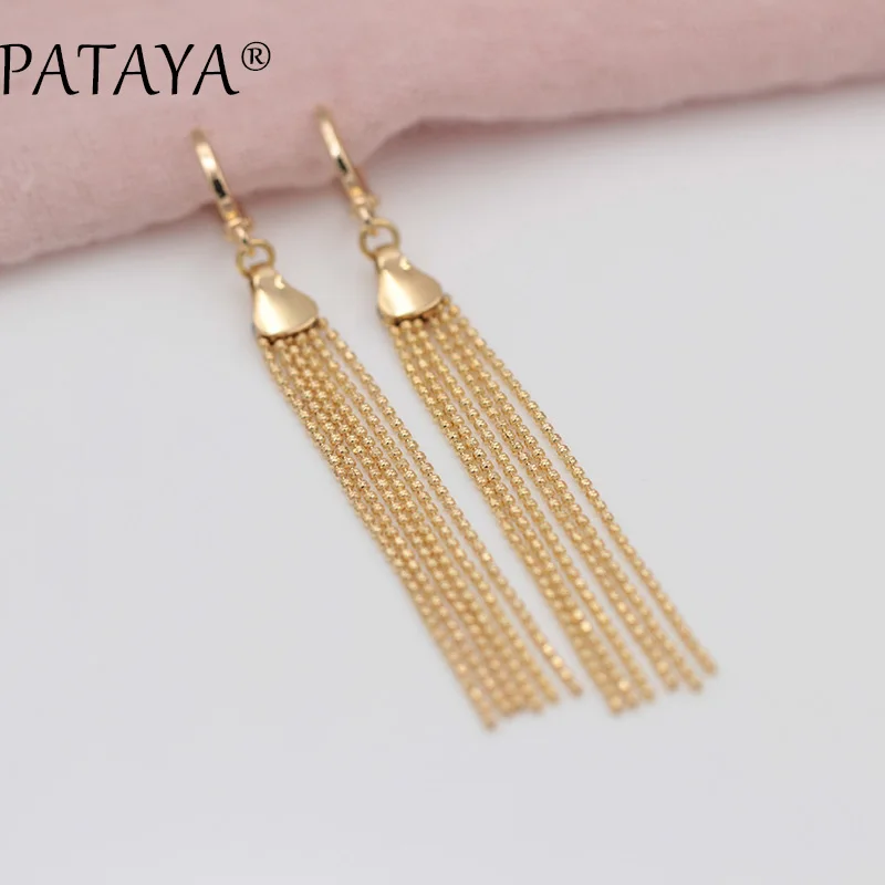 

PATAYA New Arrivals 585 Rose Gold Vintage Tassel Long Earrings Women Unique Quality Drop Earrings Luxury Jewelry Accessories