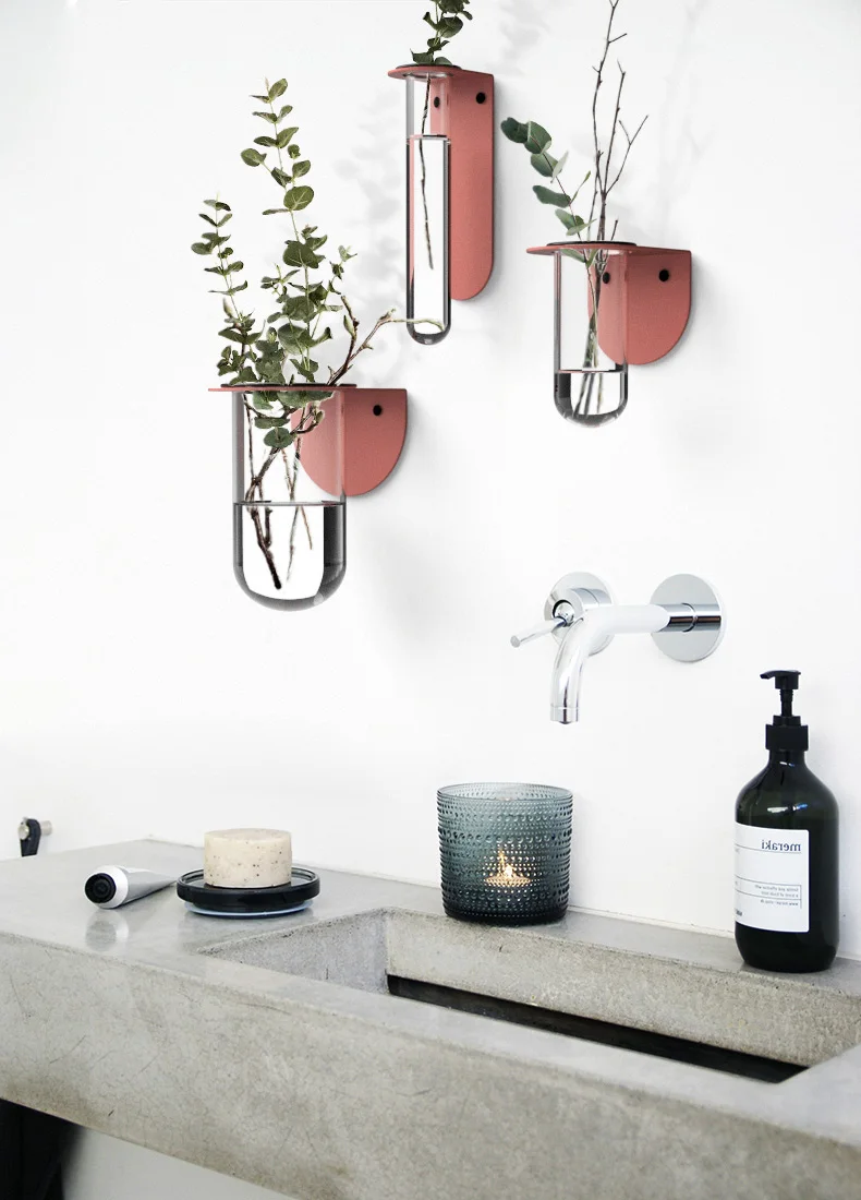 Скандинавские настенные украшения держатели для хранения стойки цветочные растения ваза Современная дизайнерская вешалка металлические рельсы