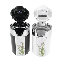 НОВЕЙШАЯ портативная автомобильная светодиодная сигарета пепельница Бездымная автомобильная пепельница из углеродного волокна с Светодиодная лампа для дома аксессуары