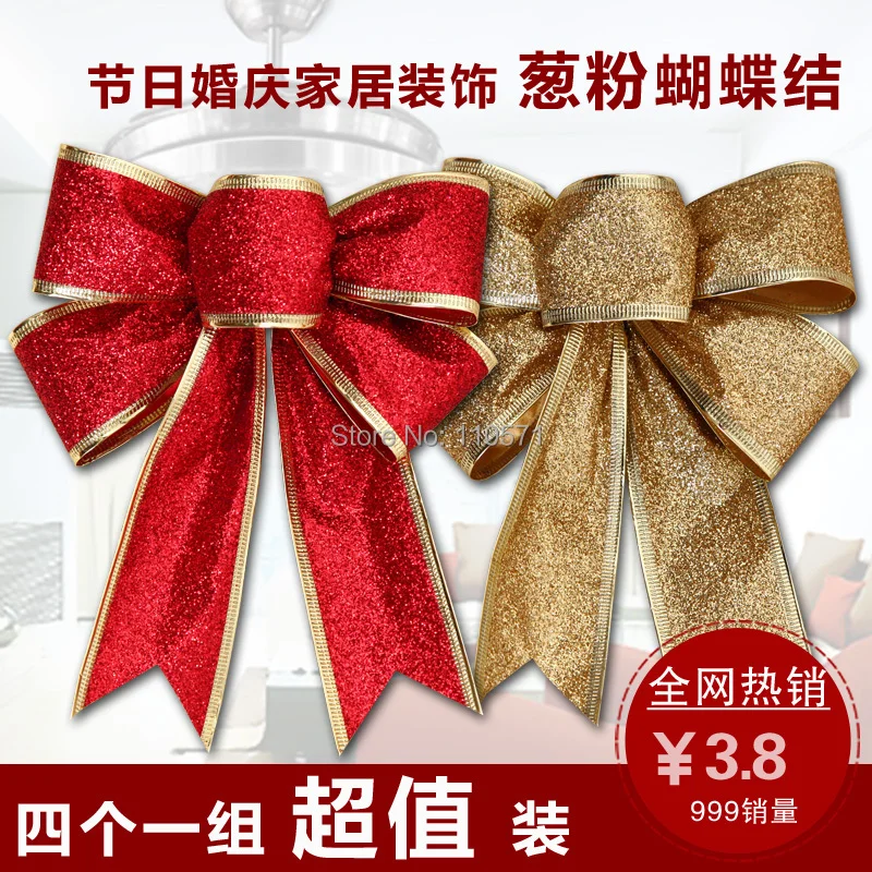 35 / 45CM Christmas bow Glitter mall holiday decorations wedding gift ...