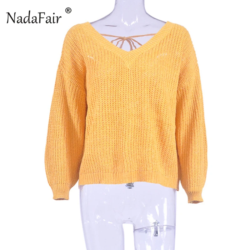 v neck lace up sweater women03_