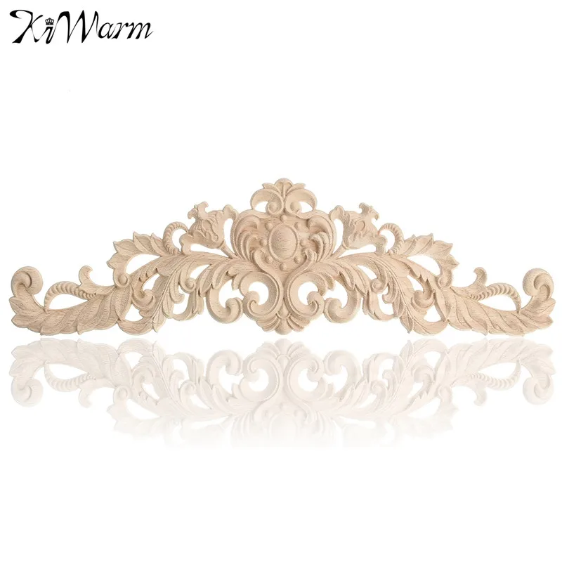 

KiWarm Floral Woodcarving Decal Wood Carved Corner Applique Frame Wall Doors Cabinet Furniture Decorative Figurines 401x112x9mm