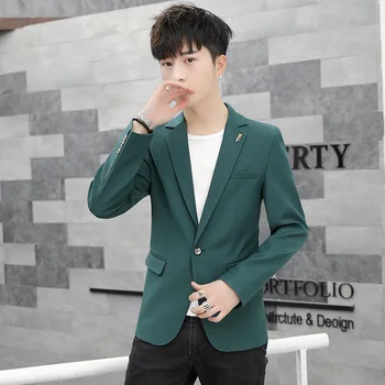

Traje Hombre 2019 Men's Fashion Slim Suit Men's Casual Blazer Solid Color Single Button Men's Suit Jacket