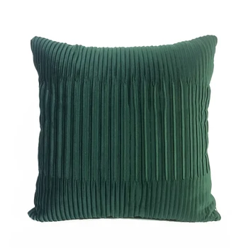 

45x45cm Simple modern Nordic deep green vertical pleat velvet cushion cover pillowcase sofa throw pillow cover home decor