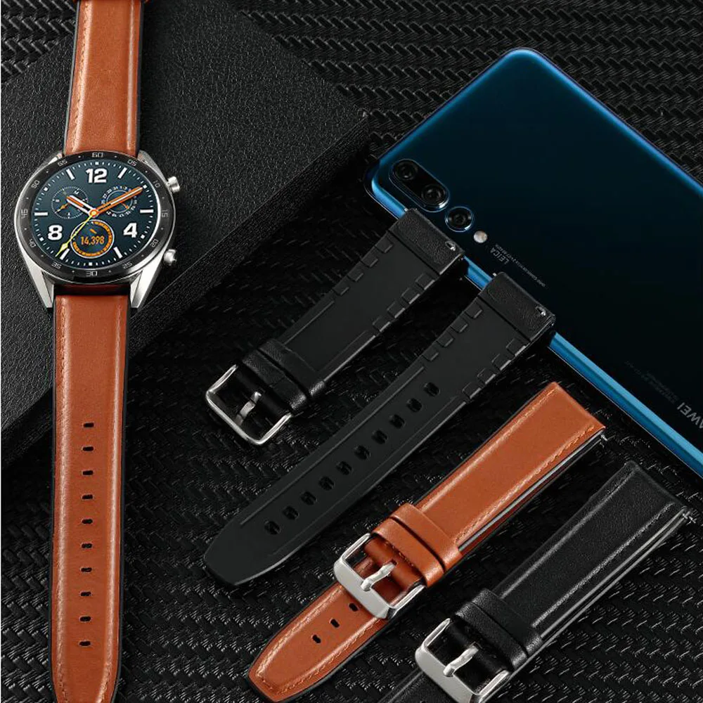 22 мм кожаный браслет для Xiaomi Amazfit GTR 47 мм Pace Stratos 2 ремешок для часов huawei Watch GT Honor Magic Dream Correa