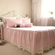 Американский Сад стиль кровать юбка романтическая вышивка кружева покрывало элегантные покрывала простыни декоративные принцесса покрывала