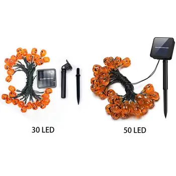 

Kaigelin 30/50 LED Solar Powered Pumpkin LED Fairy String Lights Outdoor Waterproof Halloween Pumpkin Garden Decoration Light