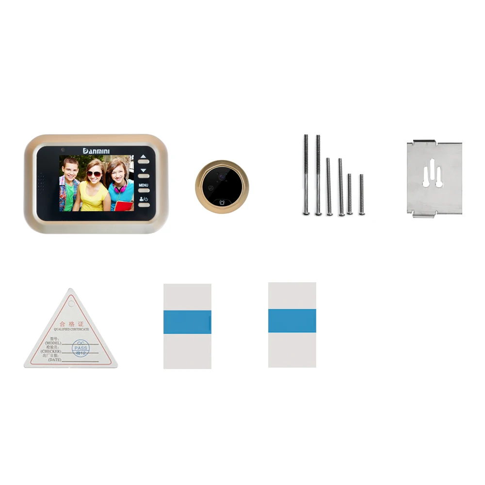 BMBY-DANMINI W8, 2,4 дюймов, цветной ЖК-экран, пир, обнаружение движения, видео дверной звонок, цифровой дверной глазок, HD ИК, ночное видение