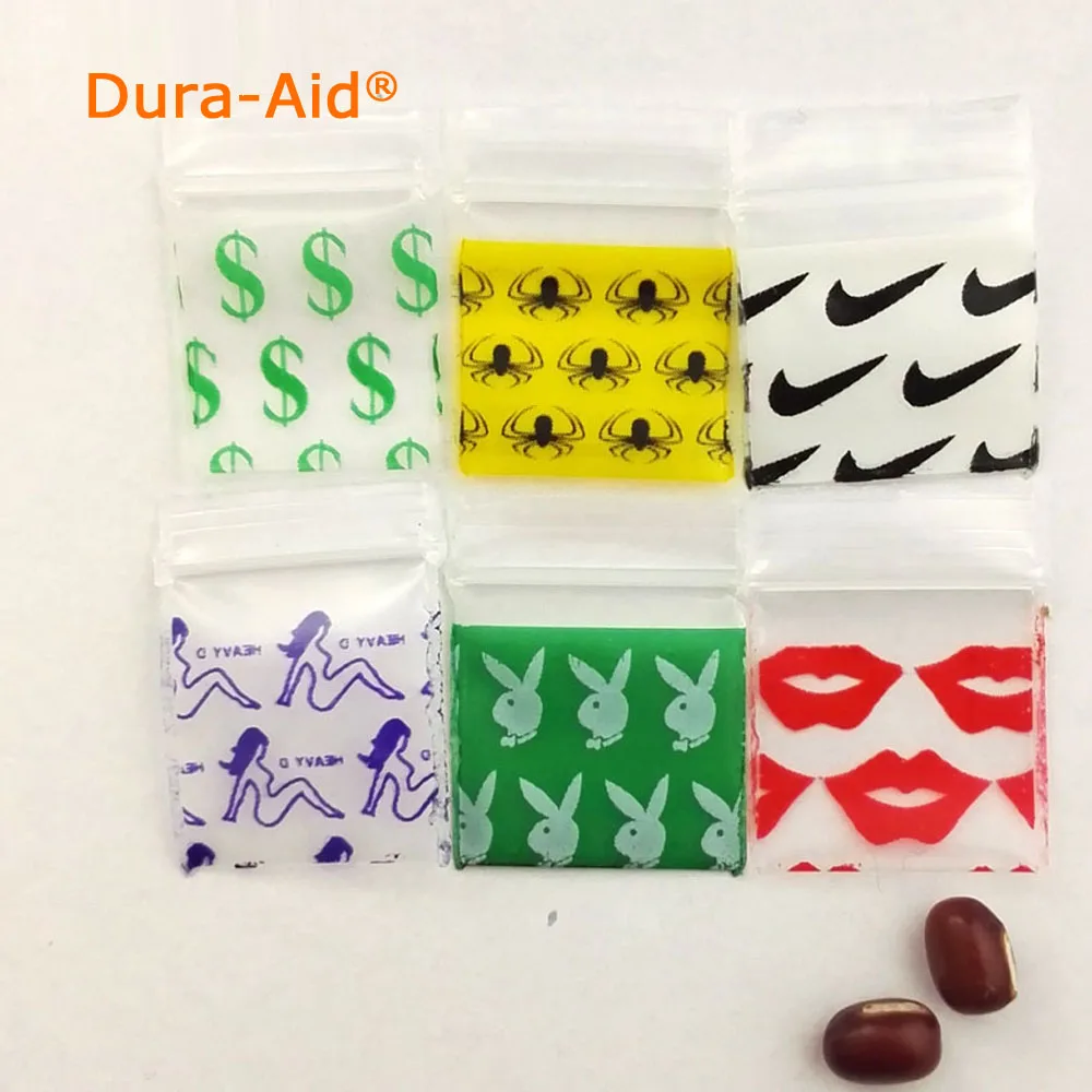 

100pcs 1.5x2cm different size different desgin printing small size Self Sealing Zip Lock Bags Mini ziplock jewelry pouches