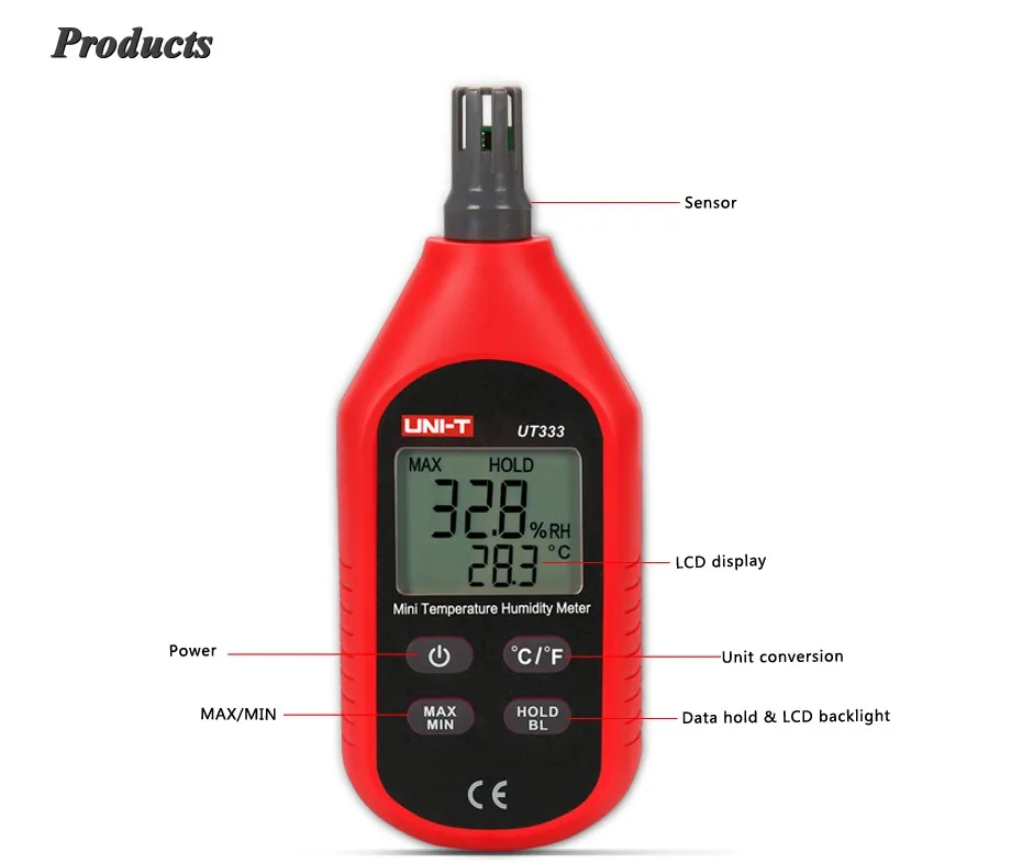 UNI-T UT333 мини-измеритель температуры и влажности внутренний наружный гигрометр перегрузка индикация блок преобразования ЖК-подсветка гигромет