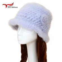 Зимняя женская меховая шапка из натуральной норки, натуральный мех, вязаная шапка, модная пушистая женская теплая шапка из фасоли, модный головной убор W#22