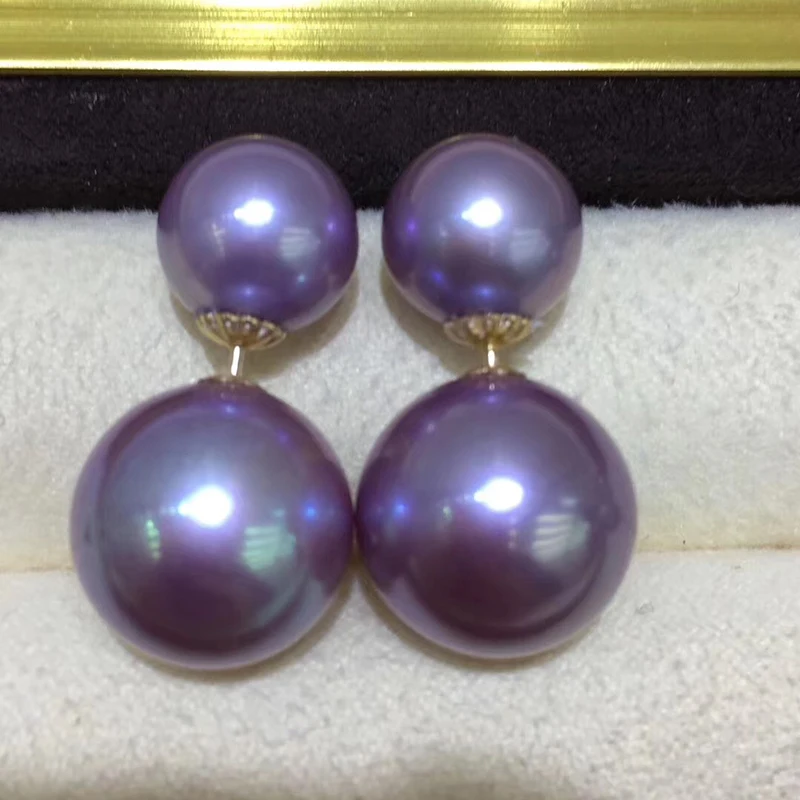 Dior 18k gold dauble purple pearls stud earring (3)