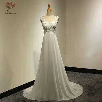 

Chiffon Beach Wedding Dresses Wedding Gowns Plus Size Backless Wedding Dresses vestido de noiva WED90328