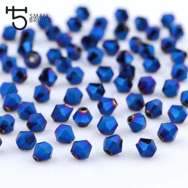 Австрийские покрытые металлические Биконусы бусины для изготовления ювелирных изделий женские украшения свободные граненые стеклянные хрустальные бусины Z211 - Цвет: blue