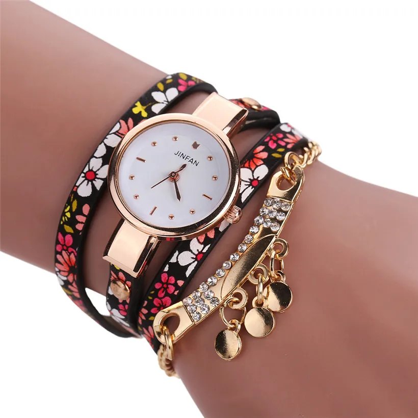 

Fashion Sleek And Chic Casual Quartz Wrist Watch Rhinestone Decoration Ladies Leather Bracelet Watch Relogio Feminino Gift