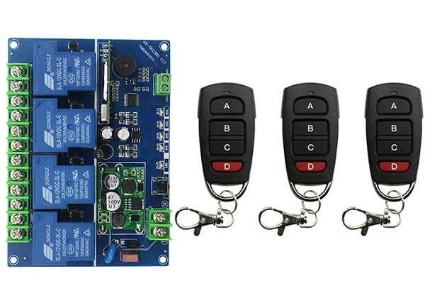 DC12V 24 В 36 В 48 В 4ch 30A rf Беспроводной Дистанционное управление реле безопасности Системы Garage Дверные рамы ворота Электрический дверные рамы лампа/окно